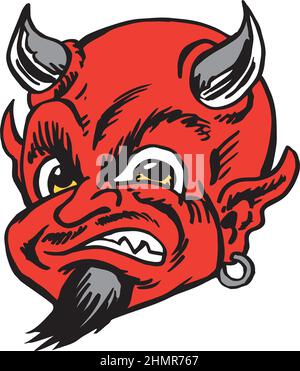 Devil Mascot Head Illustrazione vettoriale Illustrazione Vettoriale