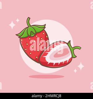 Illustrazione cartoon di frutta fresca alla fragola Illustrazione Vettoriale