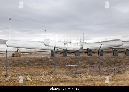 La fabbrica di pale per turbine eoliche Siemens Gamesa a Fort Madison, Iowa, dove è stata annunciata una riduzione della forza lavoro nel febbraio del 2022. Foto Stock