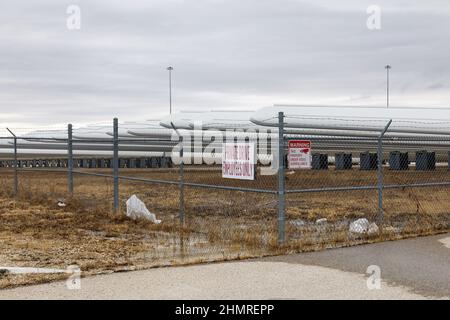 La fabbrica di pale per turbine eoliche Siemens Gamesa a Fort Madison, Iowa, dove è stata annunciata una riduzione della forza lavoro nel febbraio del 2022. Foto Stock