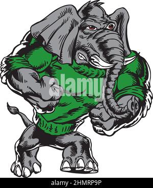 Elephant Walking Tough Vector Illustration Illustrazione Vettoriale
