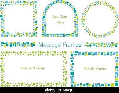 Le cornici vettoriali a mosaico sono isolate su sfondo bianco. Illustrazione vettoriale. Illustrazione Vettoriale
