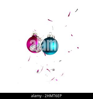 Due palle di natale si scontrano Foto Stock