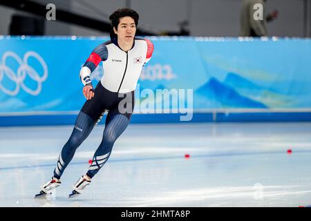 PECHINO, CINA - FEBBRAIO 12: Min Kyu Cha del Giappone che gareggia sui 500m uomini durante i Giochi Olimpici di Pechino 2022 al National Speed Skating Oval il 12 febbraio 2022 a Pechino, Cina (Foto di Douwe Bijlsma/Orange Pictures) NOCNSF Foto Stock