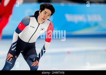 PECHINO, CINA - FEBBRAIO 12: Min Kyu Cha del Giappone che gareggia sui 500m uomini durante i Giochi Olimpici di Pechino 2022 al National Speed Skating Oval il 12 febbraio 2022 a Pechino, Cina (Foto di Douwe Bijlsma/Orange Pictures) NOCNSF Foto Stock