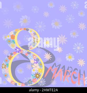 tessera con giornata internazionale delle donne 8 marzo Illustrazione Vettoriale
