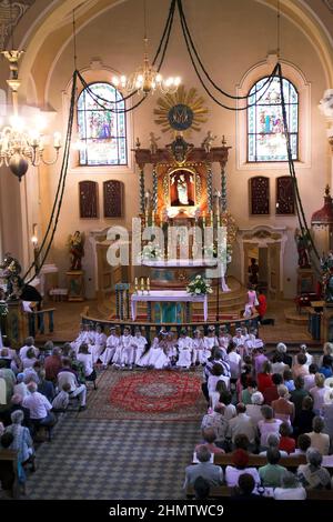 Wieleń Zaobrzański, Wielkopolska, Grande Polonia, Großpolen, Polen, Polska; Chiesa post-cistercense tardo barocca. Spätbarocke Nachzisterzienserkirche. Foto Stock