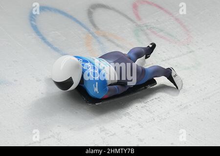 Yanqing, Cina. 12th Feb 2022. Olimpiadi, scheletro, donne, 3rd corrono al National Sliding Center, Kelly Curtis degli Stati Uniti in azione. Credit: Michael Kappeler/dpa/Alamy Live News Foto Stock