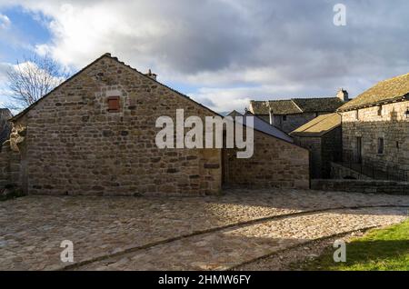 Europa, Francia, Lozère, la Garde Guérin, villaggio fortifié Foto Stock