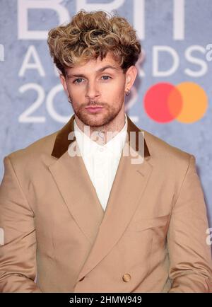 08 feb 2022 - Londra, Inghilterra, Regno Unito - Tom Grennan partecipa AI BRIT Awards 2022, O2 Arena *SOLO PER USO EDITORIALE* Foto Stock