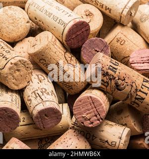 Tappi usati per vino Foto Stock