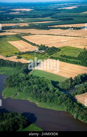 Antenna di terreno agricolo lungo la costa orientale del Maryland Foto Stock