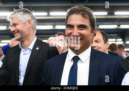 Christian Jacob, presidente del partito francese di destra Les Republicains (LR) con Laurent Wauquiez durante l'annuale 'Campus des Jeunes Republicain Foto Stock