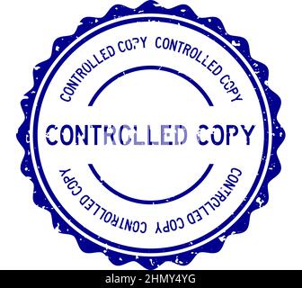 Grunge blu copia controllata parola circolare sigillo di gomma timbro su sfondo bianco Illustrazione Vettoriale