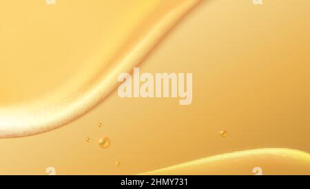Ondate gocciolanti di miele. Sfondo giallo astratto. Illustrazione Vettoriale