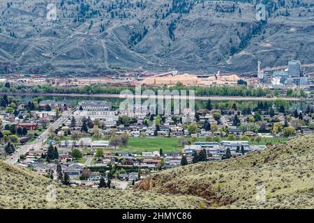 Vista aerea del quartiere Brocklehurst di Kamloops, British Columbia, Canada Foto Stock