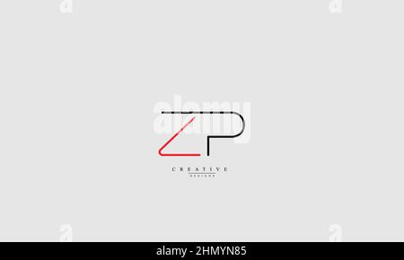 Lettere maiuscole iniziali logo monogramma ZP PZ Z P Illustrazione Vettoriale