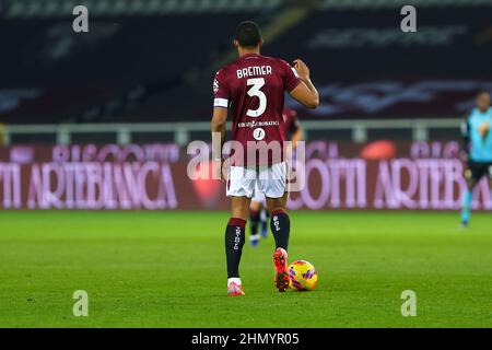 TORINO, 12 FEBBRAIO 2022. Gleison Bremer del Torino FC durante la Serie A match tra Torino FC e Venezia FC il 12 febbraio 2022 allo Stadio Olimpico Grande Torino. Risultato finale: 1-2. Credit: Massimiliano Ferraro/Medialys Images/Alamy Live News Foto Stock