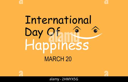 Giornata Internazionale della felicità. Vita sorridente disegno vettoriale per banner, biglietti, poster, sfondo. Illustrazione Vettoriale