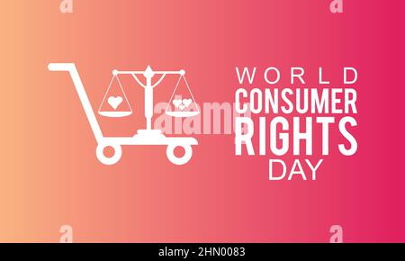 Giornata mondiale dei diritti dei consumatori. Modello vettoriale per il commercio di onestà per banner, biglietti, poster, sfondo. Illustrazione Vettoriale