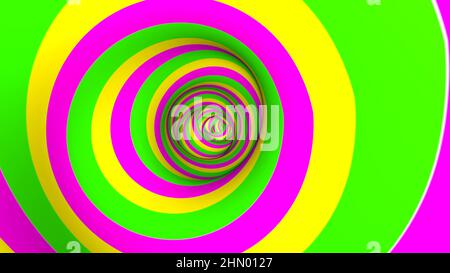 Tunnel psichedelico futuristico Digital Vibrant Colour Corridor 3D rendering Foto Stock