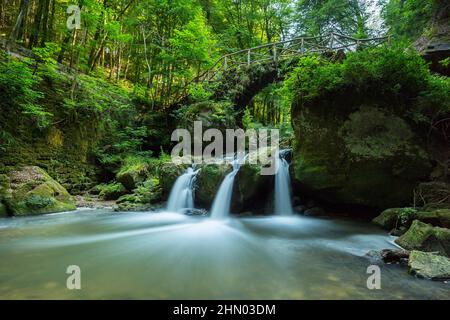 Cascata in una foresta profonda Foto Stock