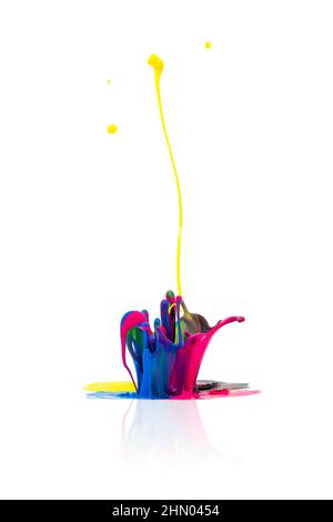 Schizzi di vernice CMYK astratti Foto Stock