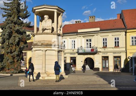 Miskolc, una grande città dell'Ungheria settentrionale: Statua nel centro della città Foto Stock