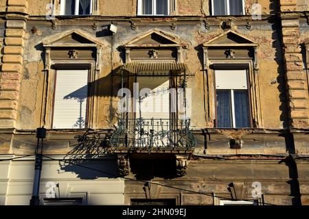 Miskolc, una grande città dell'Ungheria settentrionale: Vecchia casa nel centro Foto Stock