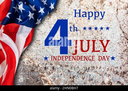 Banner Happy Presidents Day con 4th di luglio, bandiere americane. USA Independence Day, American Labor Day, Memorial Day, US election Concept. Foto Stock