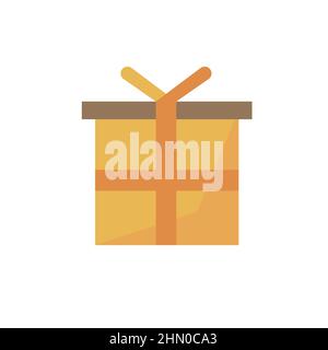 Scatola presente o carta regalo confezione icona vettore cartoon piatto isolato su sfondo bianco simbolo moderno Illustrazione Vettoriale