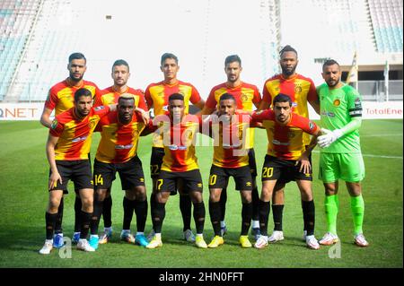 Tunisi, Tunisia. 12th Feb 2022. Tunisi, Tunisia. 12 febbraio 2022. Le squadre Esperance Sportive de Tunis (EST) e Jwaneng Galaxy FC (JGFC) si confrontano allo stadio Rades di Tunisi per la CAF African Champions League (immagine di credito: © Hasan Mrad/IMAGESLIVE via ZUMA Press Wire) Foto Stock