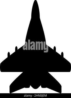 Jet Plane fighter inseguimento reattivo militare icona colore nero vettore illustrazione immagine semplice stile piatto Illustrazione Vettoriale