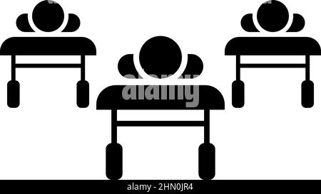 I pazienti sui divani stanno giacendo ospedale pandemic concetto clinica epidemia icona di colore nero vettore illustrazione immagine stile piatto semplice Illustrazione Vettoriale