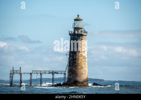 RAM Island Ledge Light Station Maine Coast Foto Stock