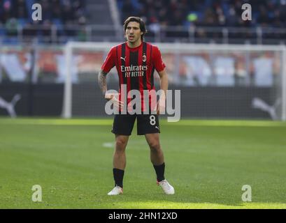 MILANO ITALIA- Febbraio 13 Stadio G Meazza Sandro tonali durante la Serie A match tra AC Milan e Sampdoria allo Stadio G. Meazza il 13 20 Febbraio Foto Stock