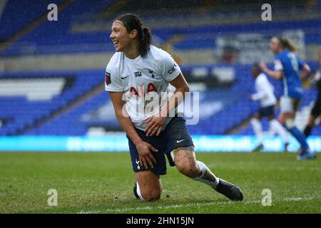 BIRMINGHAM, REGNO UNITO. FEB 13th Rachel Williams di Tottenham Hotspur reagisce durante la partita Barclays fa Women's Super League tra Birmingham City e Tottenham Hotspur a St Andrews, Birmingham domenica 13th febbraio 2022. (Credit: Kieran Riley | MI News) Credit: MI News & Sport /Alamy Live News Foto Stock