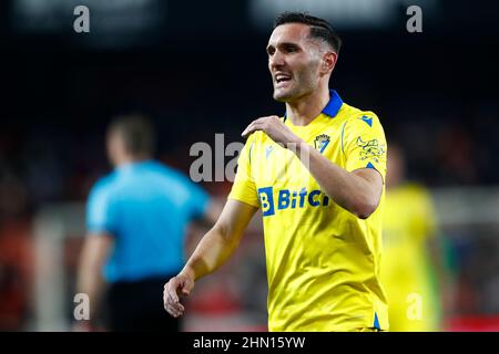 02 febbraio 2022; stadio Mestalla, Valencia, Spagna; Copa del Rey, Valencia CF contro Cadice CF; Lucas di Cadice CF Foto Stock