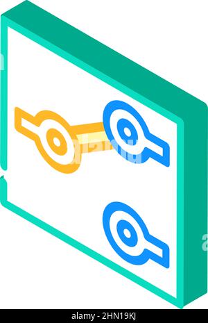 interruttore elettrico unipolare a due posizioni icona isometrica illustrazione vettoriale Illustrazione Vettoriale