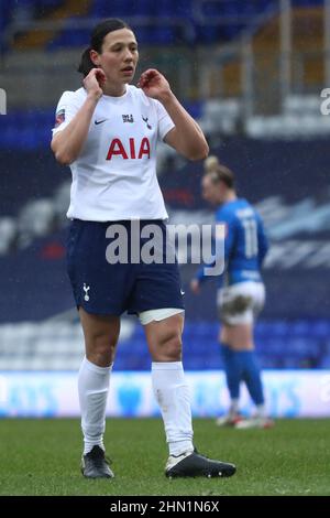 BIRMINGHAM, REGNO UNITO. FEB 13th Rachel Williams di Tottenham Hotspur reagisce durante la partita Barclays fa Women's Super League tra Birmingham City e Tottenham Hotspur a St Andrews, Birmingham domenica 13th febbraio 2022. (Credit: Kieran Riley | MI News) Credit: MI News & Sport /Alamy Live News Foto Stock