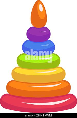 Icona giocattolo piramidale. Puzzle di plastica rotondo per i bambini Illustrazione Vettoriale