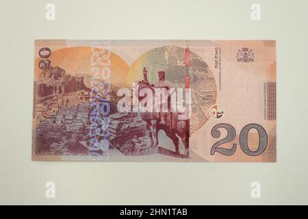 Ventidue (20) banconote di lari, lari georgiani (GEL), Georgia, Europa Foto Stock