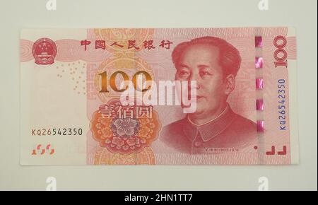Cento (100) banconote yuan, renminbi cinese (RMB), Cina, Asia Foto Stock