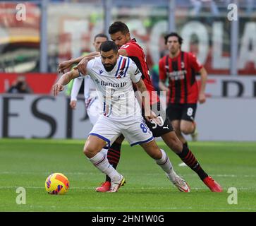 MILANO ITALIA- Febbraio 13 Stadio G Meazza Rincon durante la serie Una partita tra AC Milan e Sampdoria allo Stadio G. Meazza il 13 2022 febbraio a Milano. Credit: Christian Santi/Alamy Live News Foto Stock