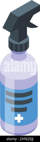 Icona spray medico vettore isometrico. Salute delle bottiglie. DPI mano Illustrazione Vettoriale