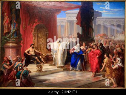 Re Salomone e il lavoratore del ferro (1863) dell'artista americano Christian Schussele (1824-1879) mostra in Pennsylvania Academy of the fine Arts.Philadelphia.Pennsylvania.USA Foto Stock