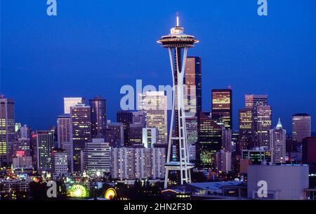 Seattle Space Needle vista della città di Washington Foto Stock