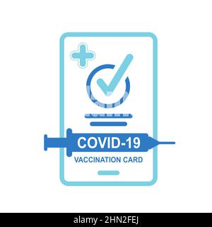 Passaporto immunitario di viaggio in cellulare. Certificato di immunità Covid-19 per lo shopping. Illustrazione Vettoriale