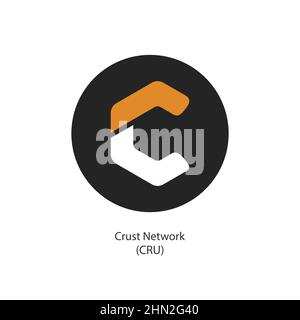 Crust Network rete di archiviazione decentralizzata - icona cripto moneta. Illustrazione vettoriale Illustrazione Vettoriale