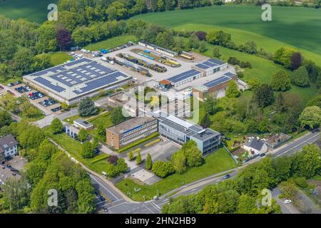 , Aerial view, Stadtwerke Velbert, Kettwiger Straße, Kleinumstand, Velbert, zona della Ruhr, Renania settentrionale-Vestfalia, Germania, DE, Fornitore di energia, Europa, a Foto Stock